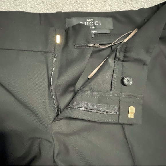 NWT Gucci Uniform Size 44 Black Wool Dress Pants Made In Bulgaria Hanger & Bag - Picture 9 of 16